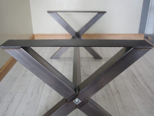 X Shaped Steel Table Legs With Center Bar Stoaked