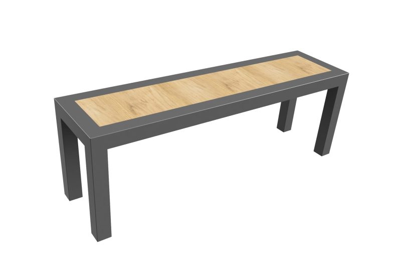 solid oak and steel bench