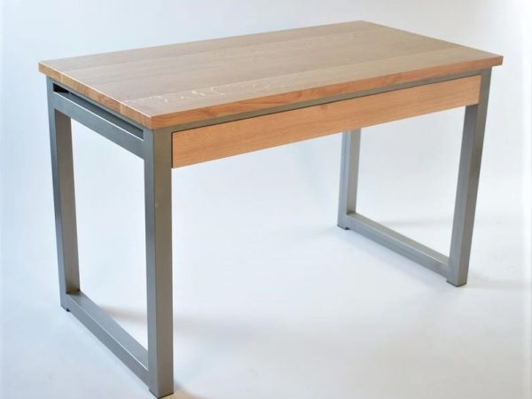 Industrial Steel and Oak office desk with full length drawer