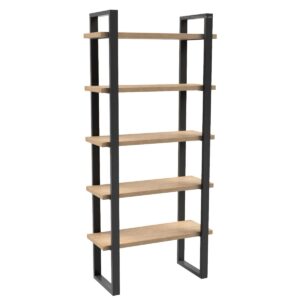 Industrial Design Steel Shelving Unit With Floating Oak Shelves - Image 1