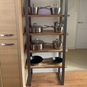 Industrial Design Steel Shelving Unit With Floating Oak Shelves - Image 2