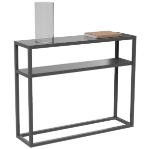 Cuboid Shaped Steel Console Table With Shelf - Image 2