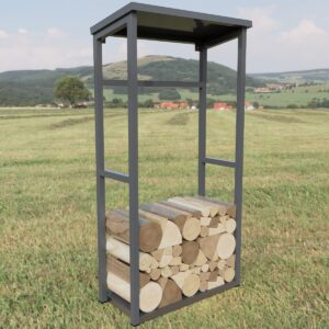 Outdoor Aluminium Tall Log Store With Roof - Image 4