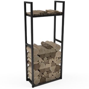 Outdoor Aluminium Tall Log Store With Shelf For Kindling - Image 3