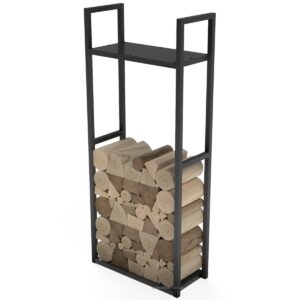 Outdoor Aluminium Tall Log Store With Shelf For Kindling - Image 4