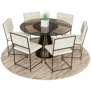 Soho Steel & Glass Round Dining Table - Image 5