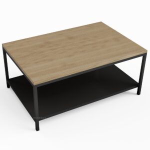 Steel & Solid Oak Coffee Table with Steel Shelf - Image 1