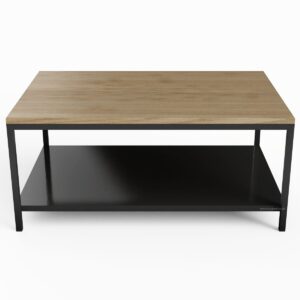 Steel & Solid Oak Coffee Table with Steel Shelf - Image 2