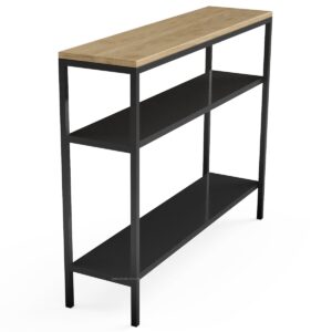 Steel & Solid Oak Console Table with Steel Shelves - Image 3