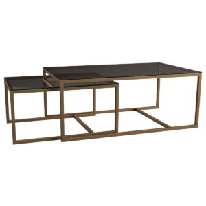 Balmoral Steel & Glass Pair of Intersecting Cuboid Coffee Tables - Image 4