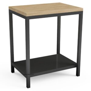 Blenheim Steel & Solid Oak Side Table with Steel Shelf - Image 1