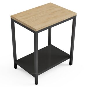 Blenheim Steel & Solid Oak Side Table with Steel Shelf - Image 2